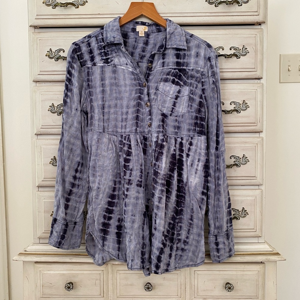 Blue Tie Dye Babydoll Top